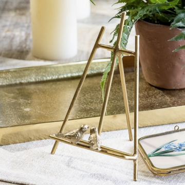 Gold Metal Easel w/ Birds
