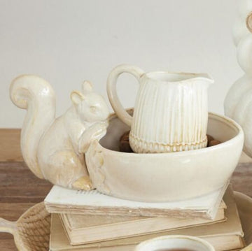Stoneware Squirrel Bowl