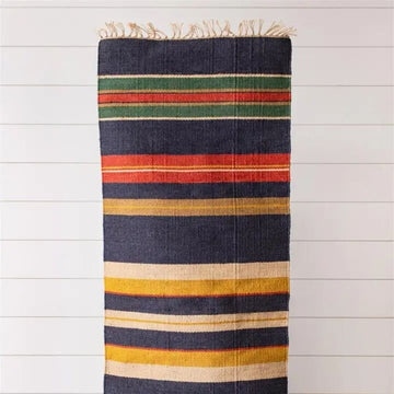 Multi- Colored Striped Jute Runner Rug