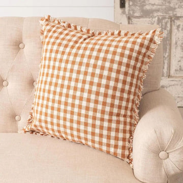 Rust & Cream Check Pillow