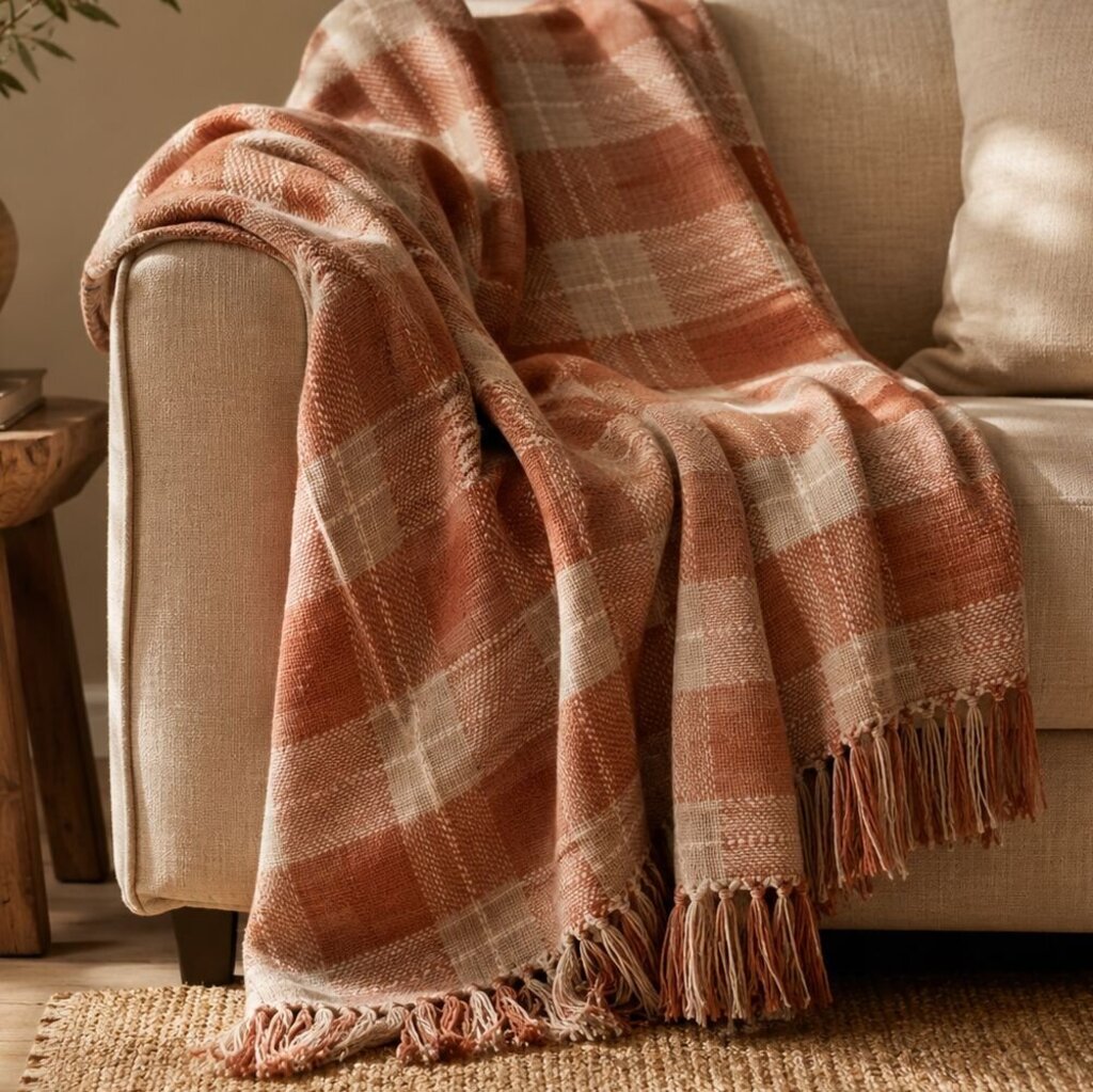 Brown Tartan Throw