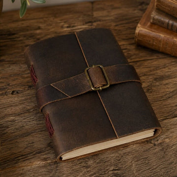 Distressed Leather Buckled Journal