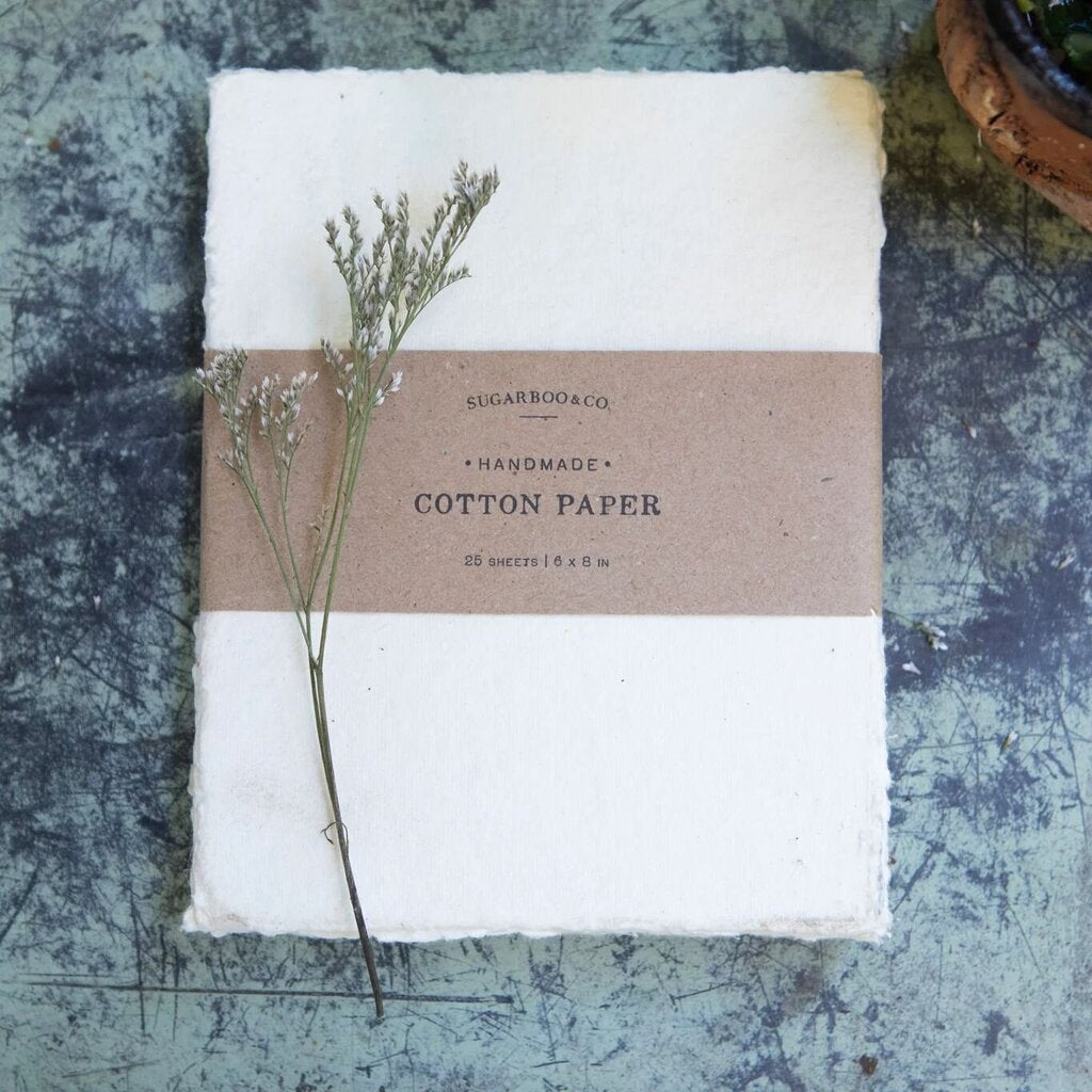 Cream Handmade Cotton Paper Bundle - 6x8"