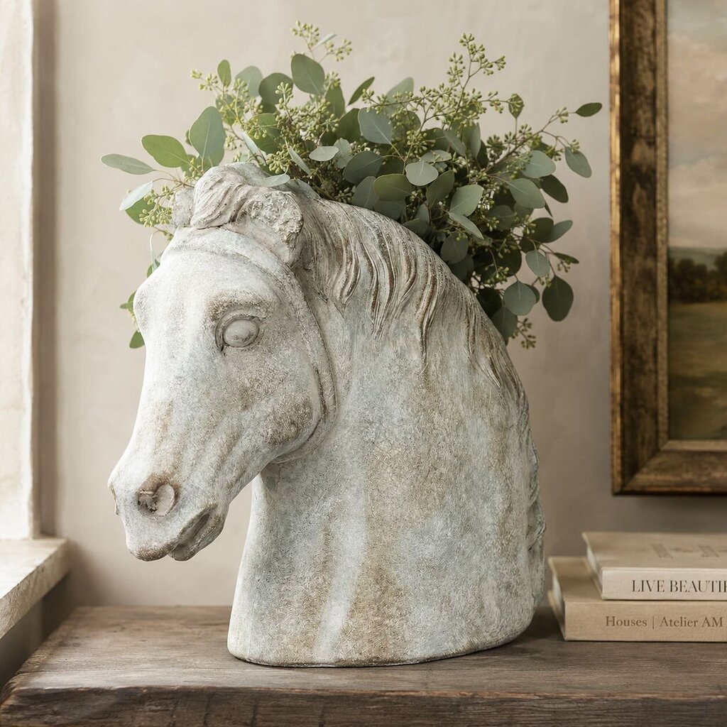 Cement Horse Head Planter
