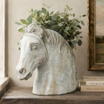 Cement Horse Head Planter