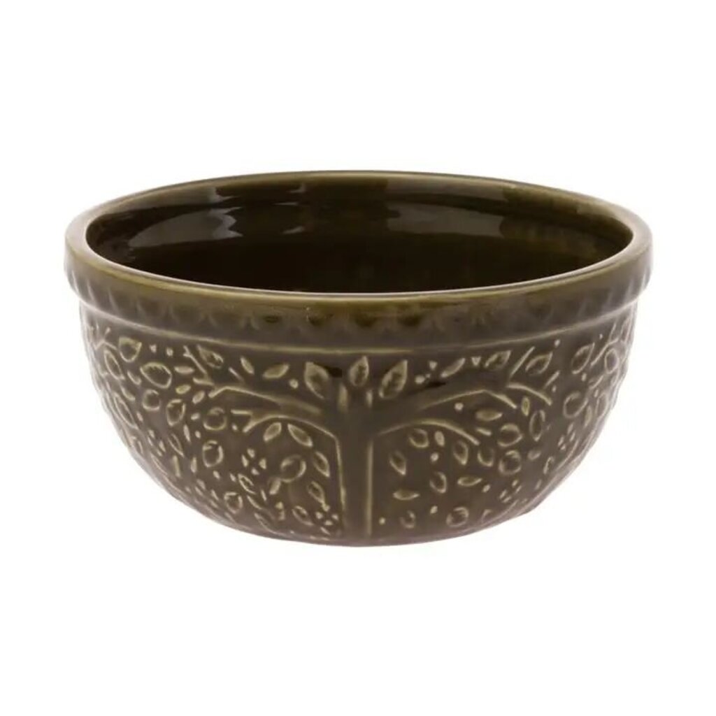 Olive Green Leaf Ceramic Bowl