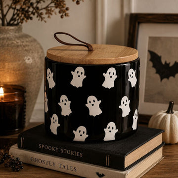 Ghost Ceramic Canister + Wood Lid