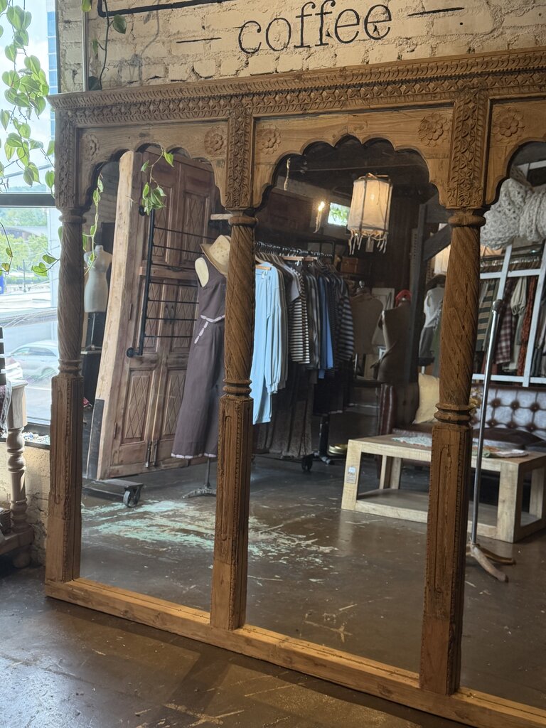 Triple Arch Wood Mirror