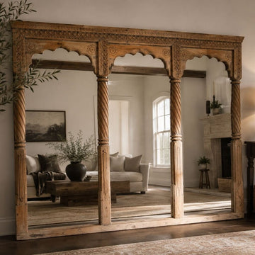 Triple Arch Wood Mirror