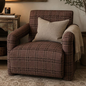 Upholstered Plaid Arm Chair