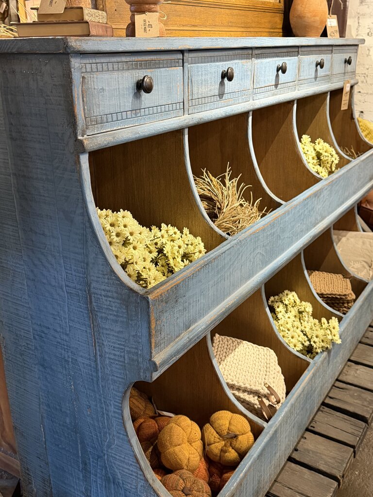 Blue Wooden Cubbies + Drawers