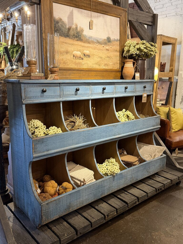 Blue Wooden Cubbies + Drawers