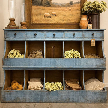 Blue Wooden Cubbies + Drawers