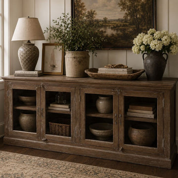Wooden 4 Glass Door Sideboard
