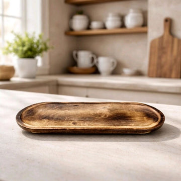 Dark Wood Oval Tray