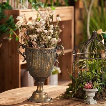 Aged Iron Trophy Vase