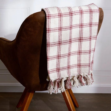 Burgundy Plaid Throw