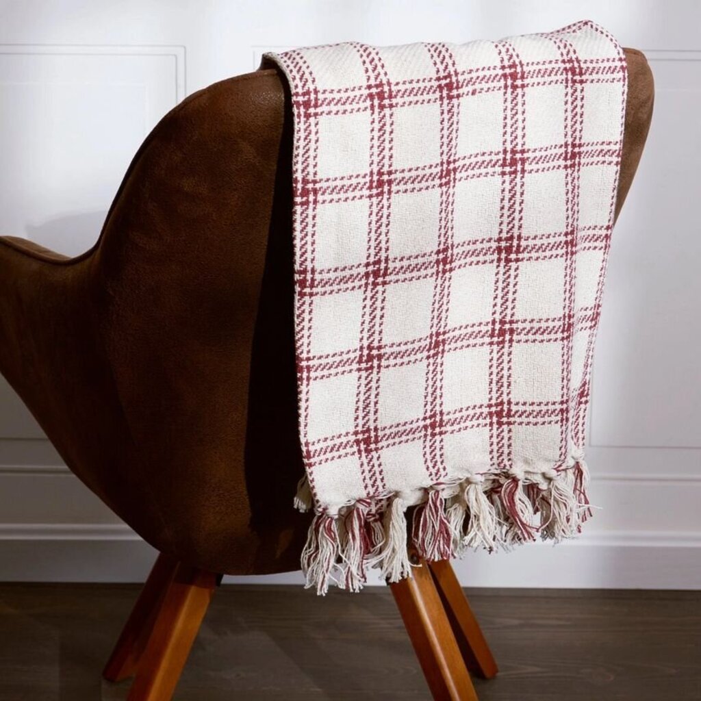 Burgundy Plaid Throw