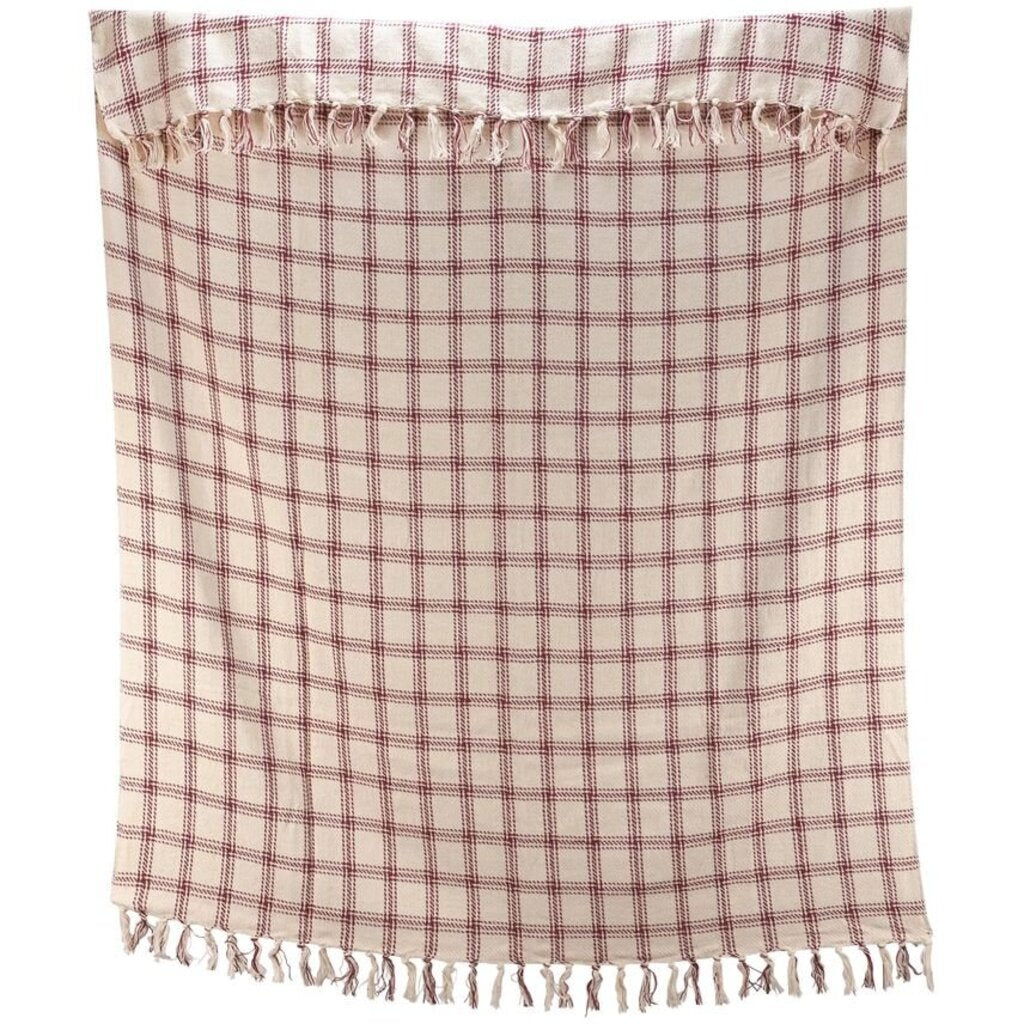 Burgundy Plaid Throw