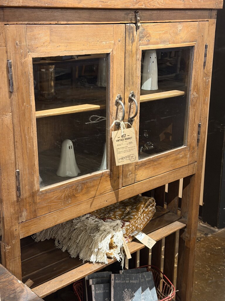 Wood Bottom Shelf/ Top Glass Cabinet