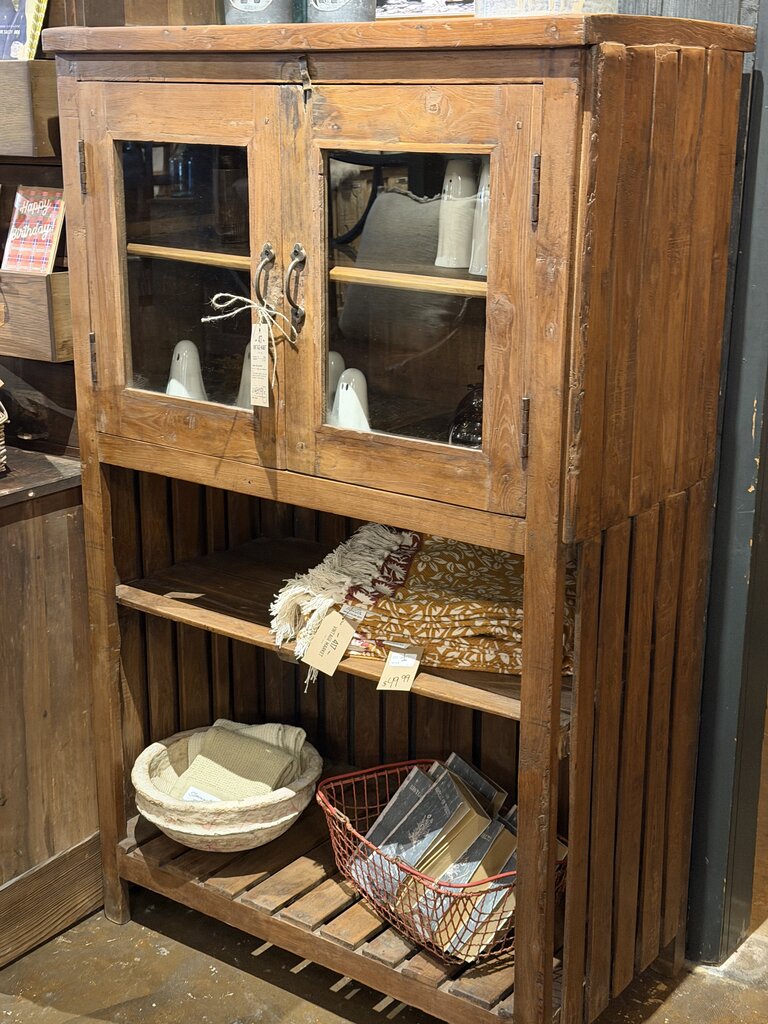Wood Bottom Shelf/ Top Glass Cabinet
