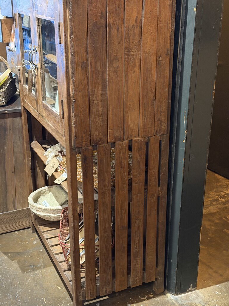 Wood Bottom Shelf/ Top Glass Cabinet