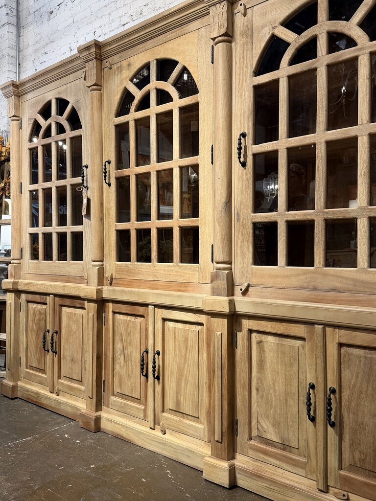 Wooden 3 Glass Door 6 Door Hutch Cabinet