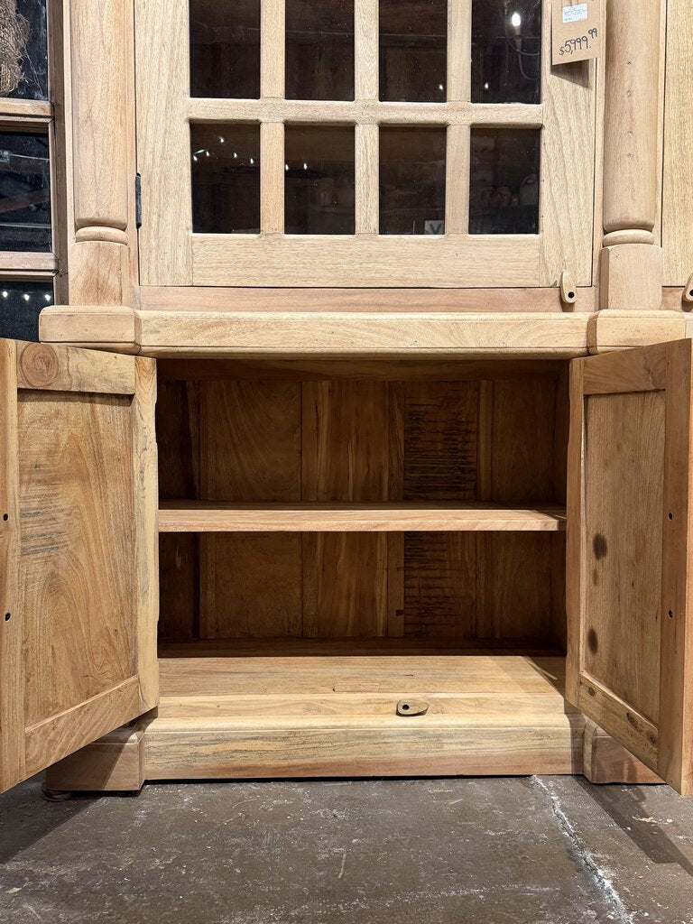 Wooden 3 Glass Door 6 Door Hutch Cabinet