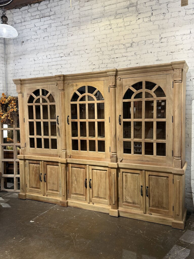 Wooden 3 Glass Door 6 Door Hutch Cabinet