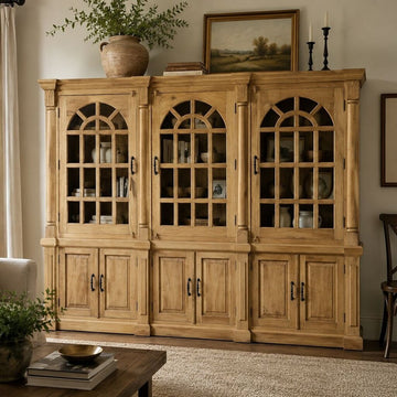 Wooden 3 Glass Door 6 Door Hutch Cabinet