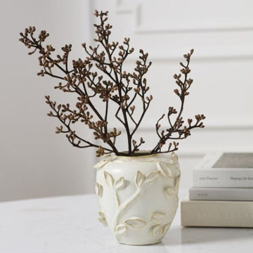 Raised Dimensional Leaves Vase
