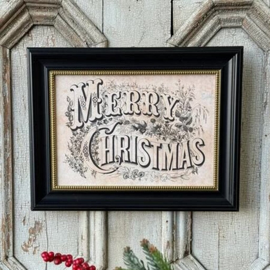 Framed Vintage Merry Christmas Sign