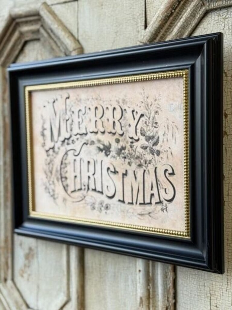 Framed Vintage Merry Christmas Sign
