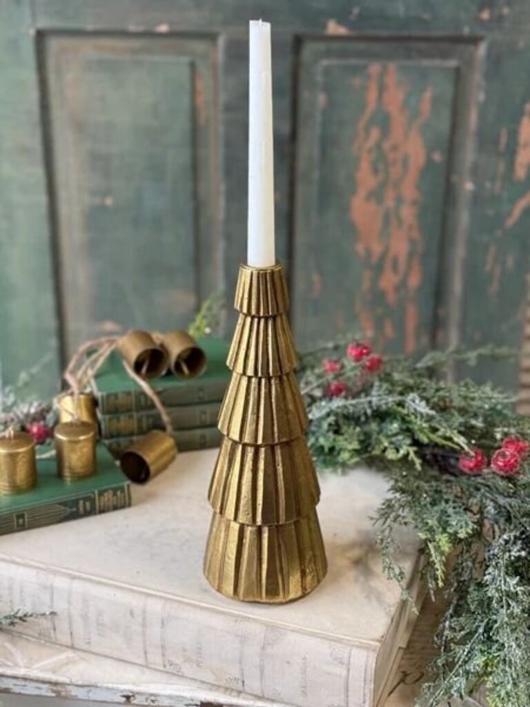Pleated Pine Taper Holder