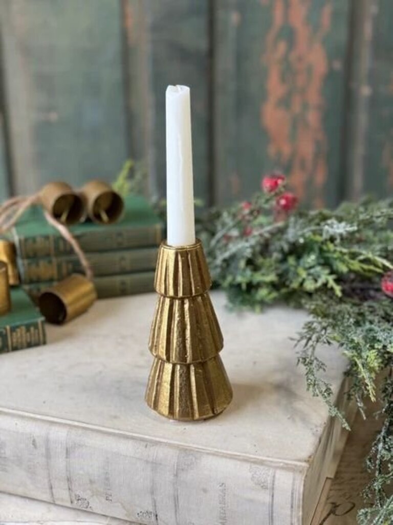 Pleated Pine Taper Holder
