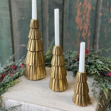 Pleated Pine Taper Holder