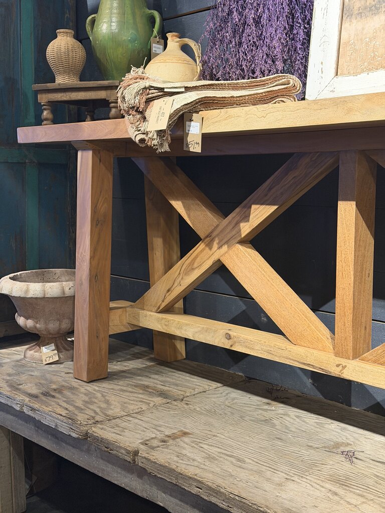 Light Wood Cross Beam Console Table