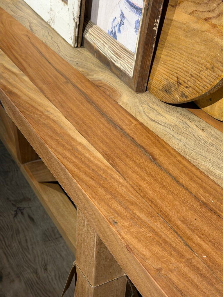 Light Wood Cross Beam Console Table