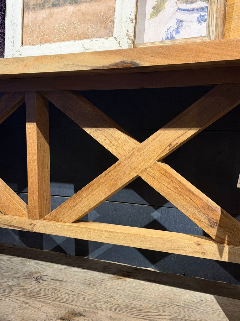 Light Wood Cross Beam Console Table