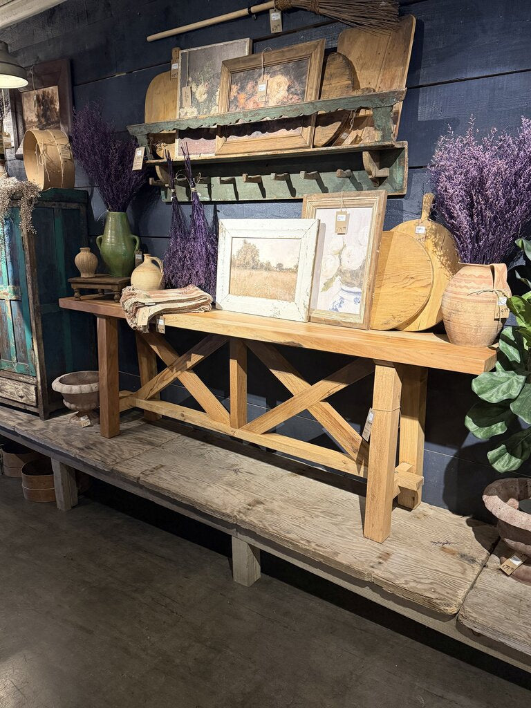 Light Wood Cross Beam Console Table