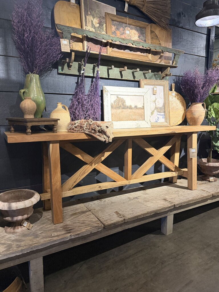 Light Wood Cross Beam Console Table