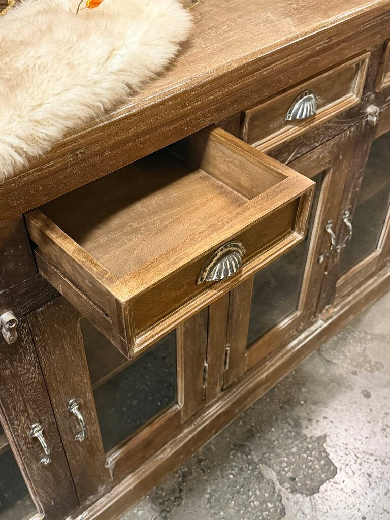 Wonderful Wooden 4 Drawer/ 4Glass Door Sideboard