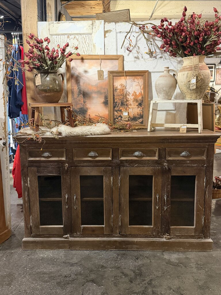 Wonderful Wooden 4 Drawer/ 4Glass Door Sideboard