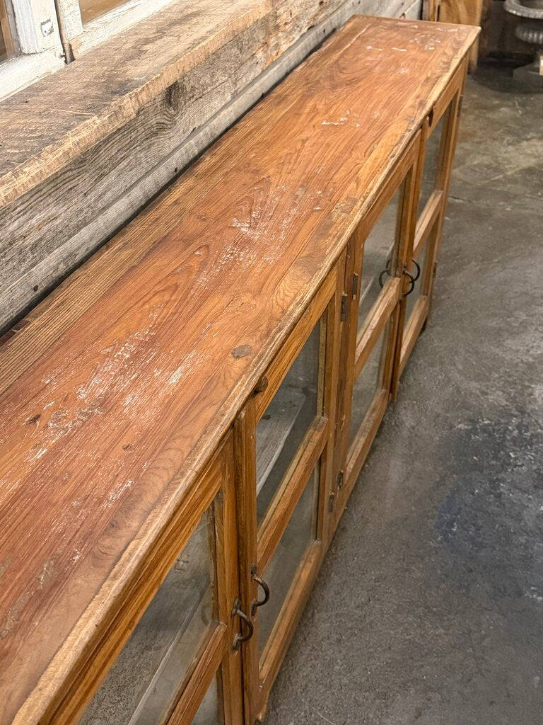 Wood 4 Glass Door Low Sideboard