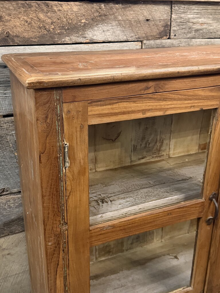 Wood 4 Glass Door Low Sideboard