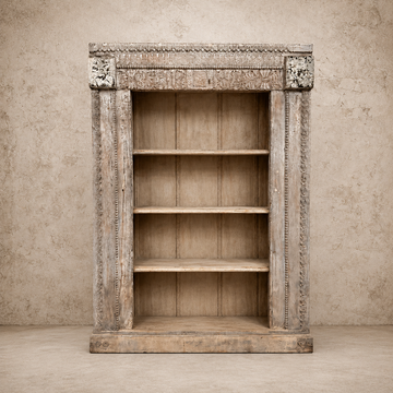 Old Wood Carved Bookshelf