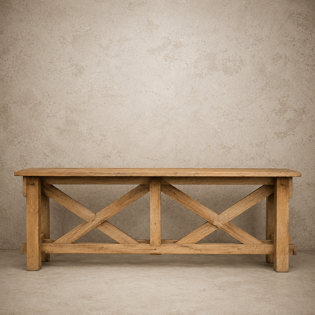 Light Wood Cross Beam Console Table