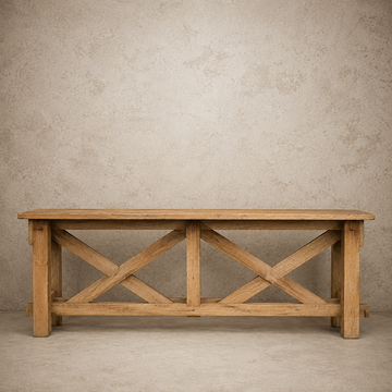 Light Wood Cross Beam Console Table