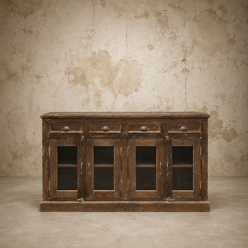 Wonderful Wooden 4 Drawer/ 4Glass Door Sideboard