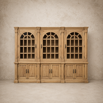 Wooden 3 Glass Door 6 Door Hutch Cabinet